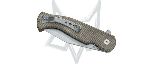 Fox Knives™ Eastwood Tiger Liner Lock FX-524 G Green Canvas Micarta D2 Semi-Stainless Steel Pocket Knife