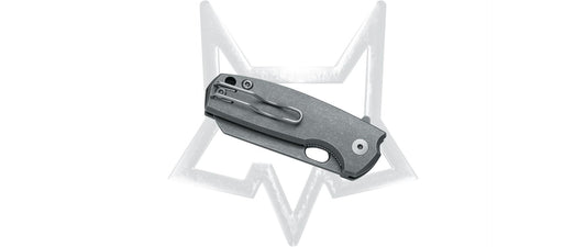 Fox Knives™ Baby Core Liner Lock FX-608 TI Acid Stonewashed Titanium M390 Stainless Steel Pocket Knife