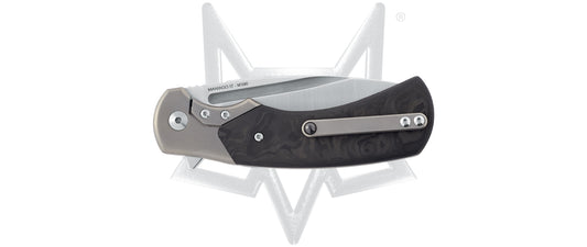 Fox Knivesโข Frame Lock FX-F2017 Marble Carbon Fiber M390 Stainless Steel Pocket Knife