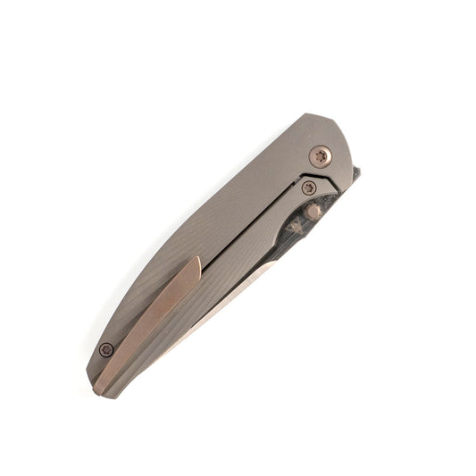 Jack Wolf Knives™ Tango TANGO-01-TI-SUNBURST Dark Blasted 6AL4V Titanium S90V Stainless Steel Pocket Knife