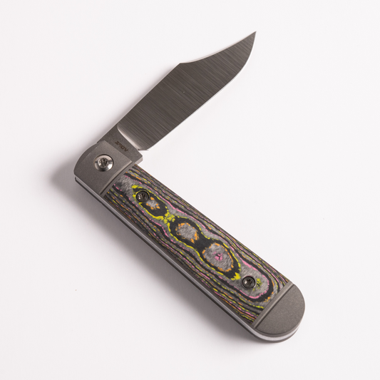 Jack Wolf Knives™ Little Bro Jack LILBR-01-CC-FLO Flo Party CamoCarbon Fiber S90V Stainless Steel Pocket Knife