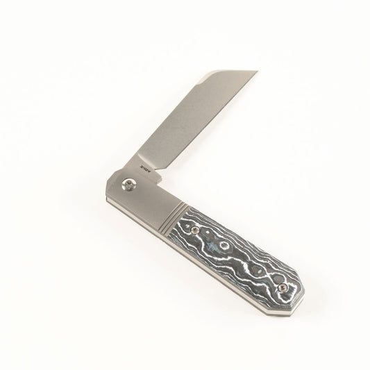 Jack Wolf Knives™ Midnight Jack MIDNI-02-FC-WS White Storm Fat Carbon S90V Stainless Steel Pocket Knife