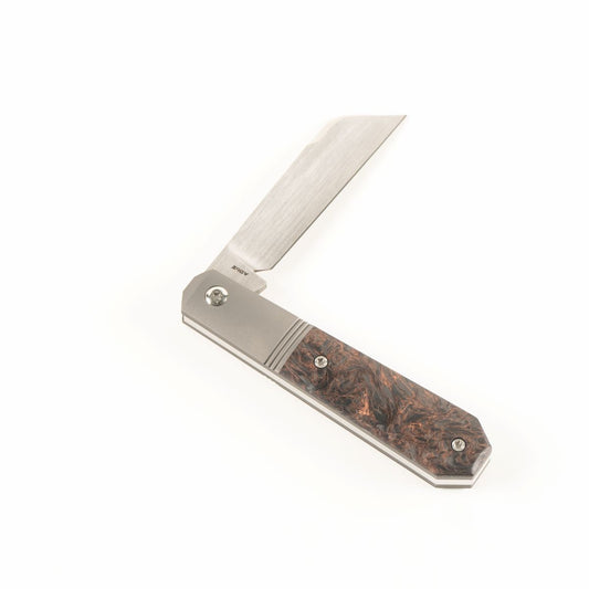 Jack Wolf Knives™ Midnight Jack MIDNI-02-FC-DMC Dark Matter Copper Fat Carbon S90V Stainless Steel Pocket Knife