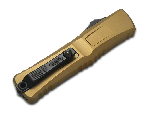 Microtech Knives, LLCโข Combat Troodon OTF 1143-1TA Tan Aluminum M390MK Stainless Steel Pocket Knife