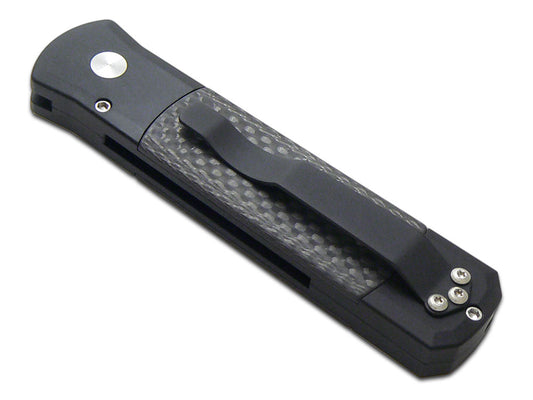 Pro-Tech Knives, LLCโข Godson Auto 705 Black 6061-T6 Aluminum and Carbon Fiber 154CM Stainless Steel Pocket Knife