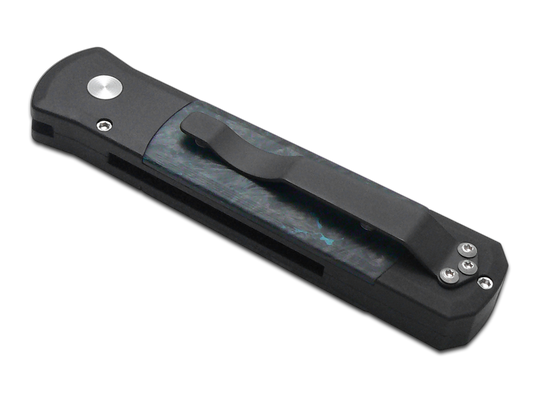 Pro-Tech Knives, LLC™ Godson Auto 7FC31 Black 6061-T6 Aluminum and Blue & Black Fat Carbon Fiber 154CM Stainless Steel Pocket Knife