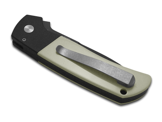 Pro-Tech Knives, LLCโข Terzuola ATCF Auto BT2752 White Micarta and Black 6061-t6 Aluminum MagnaCut Stainless Steel Pocket Knife