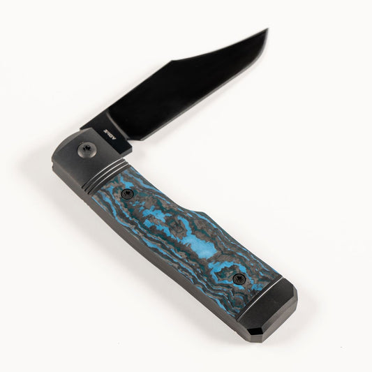 Jack Wolf Knives™ Sharpshooter Jack SHARP-02-FC-ARCTIC Arctic Storm Fat Carbon S90V Stainless Steel Pocket Knife