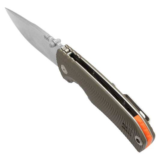 SOG Specialty Knivesโข Tellus FLK Frame Lock 14-06-08-43 Flat Dark Earth GRN CRYO 440C Stainless Steel Pocket Knife