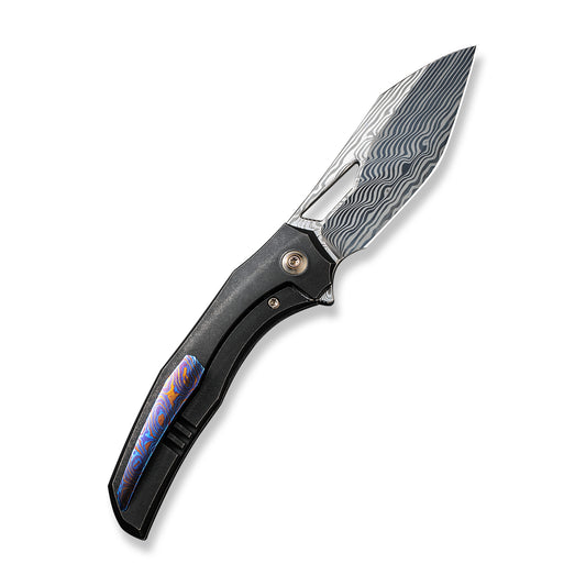 WE Knife Co., Ltd™ Ignio Frame Lock WE22042B-DS1 Black 6AL4V Titanium Damasteel Stainless Steel Pocket Knife