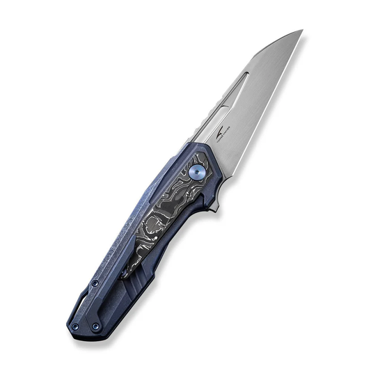 WE Knife Co., Ltd™ Falcaria Frame Lock WE23012B-3 Blue 6AL4V Titanium and Aluminum Foil Carbon Fiber CPM 20CV Stainless Steel Pocket Knife