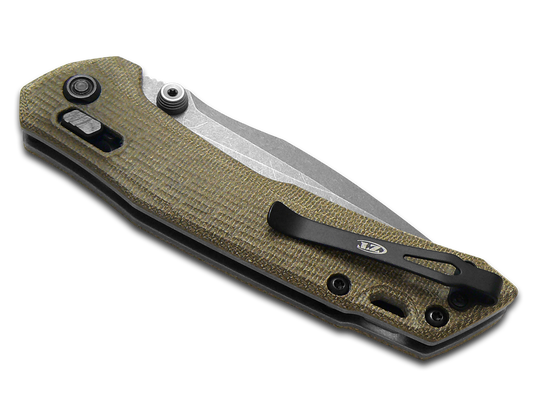 Zero Tolerance Knivesโข Crossbar Lock 0203GRM3 Olive Canvas Micarta M390 Stainless Steel Pocket Knife