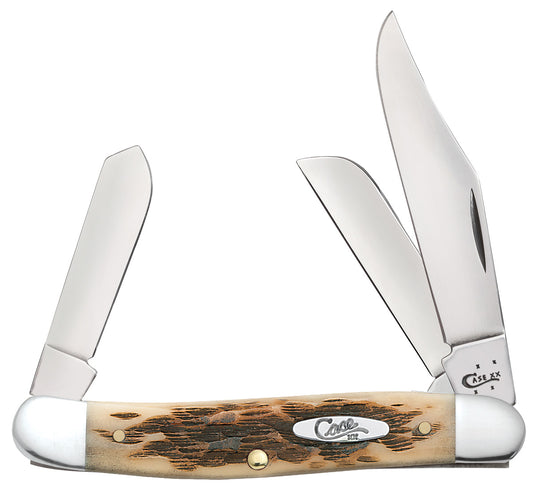 W.R. Case XX Knives Jigged Amber Bone Stockman Stainless Pocket Knife 00128