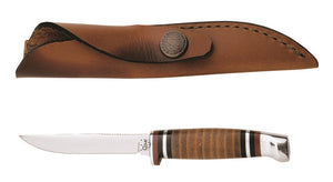 W.R. Case XX Knives Polished Leather Small Fixed Blade Hunter Stainless 00379