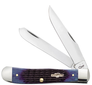 W.R. Case XX Knives Jigged Navy Blue Bone Trapper Stainless Pocket Knife 02800