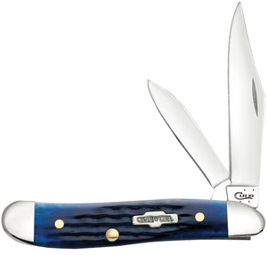 W.R. Case XX Knives Jigged Navy Blue Bone Peanut Stainless Pocket Knife 02802