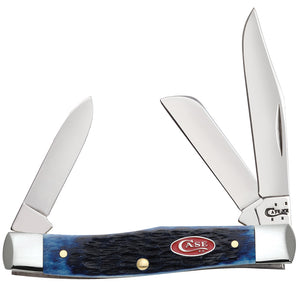 W.R. Case XX Knives Jigged Navy Blue Bone Medium Stockman Stainless Pocket Knife 07049