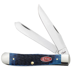 W.R. Case XX Knives Jigged Navy Blue Bone Trapper Stainless Pocket Knife 07051