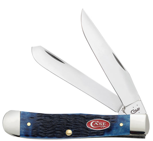 W.R. Case XX Knives Jigged Navy Blue Bone Trapper Stainless Pocket Knife 07051