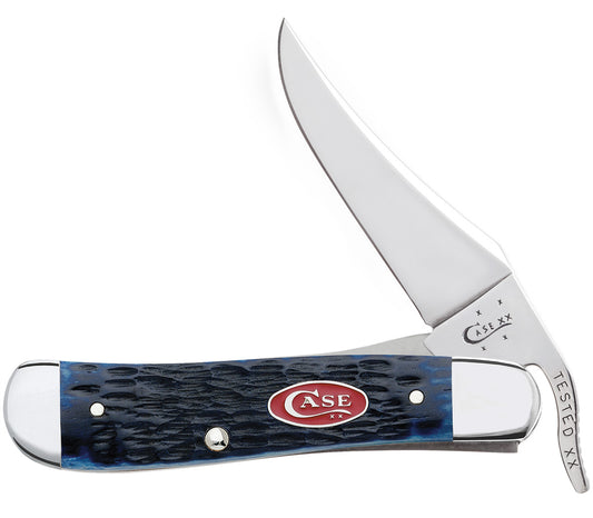 W.R. Case XX Knives Jigged Navy Blue Bone Russlock Stainless Pocket Knife 07057