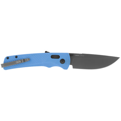 SOG Specialty Knives™ Flash AT Lever Lock 11-18-03-57 Civic Cyan Glass-Reinforced Nylon D2 Semi-Stainless Steel Pocket Knife