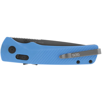 SOG Specialty Knives™ Flash AT Lever Lock 11-18-03-57 Civic Cyan Glass-Reinforced Nylon D2 Semi-Stainless Steel Pocket Knife