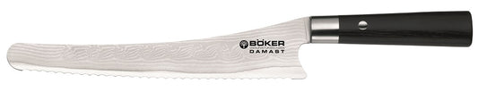 Böker Saga Knives™ Kitchen Bread Knife 130423DAM Black Olive Wood VG-10 Stainless Damascus Steel Knife