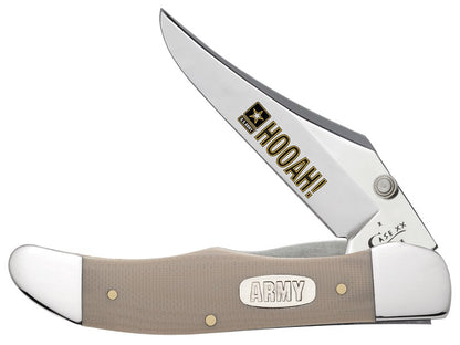 W.R. Case XX Knives U.S. Army Tan G10 Mid Folding Hunter Stainless Pocket Knife 15017