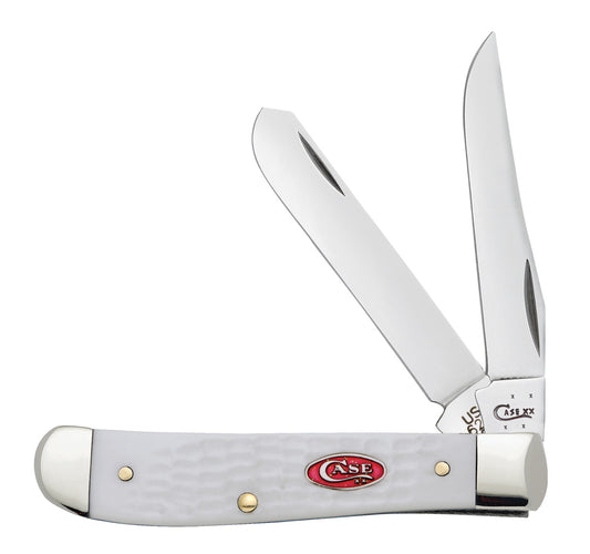 W.R. Case XX Knives Jigged White Delrin Mini Trapper Stainless Pocket Knife 60186