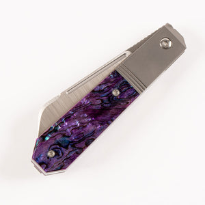Jack Wolf Knives™ After Hours Jack Coffin Barlow AFTER-02-PUR-ABALONE Purple Abalone S90V Stainless Steel Pocket Knife