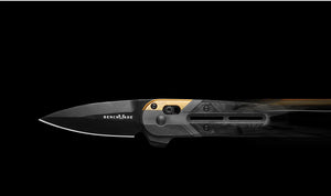 Benchmade, Inc.™ Lowden 491BK-261 6AL-4V Titanium and Black Marbled Carbon Fiber Drakkar Damasteel Pocket Knife
