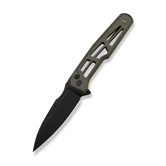WE Knife Co., Ltd™ Dressytak Button Lock WE25059B-1 Bronze Anodized 6AL4V Titanium M390 Stainless Steel Pocket Knife