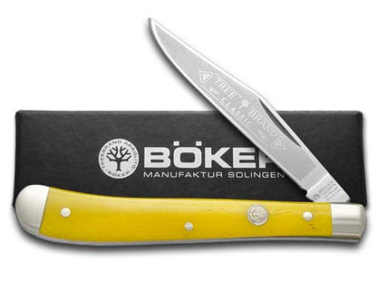 Böker Tree Brand Knives™ Slimline Trapper 110093YB Yellow Bone Solingen Stainless Steel Pocket Knife