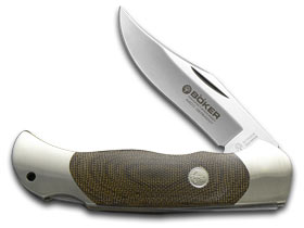 Böker Tree Brand Knives™ Optima Lockback 113005 Hunter Green Canvas Micarta 440C Stainless Steel Pocket Knife