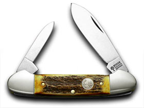Böker Tree Brand Knives™ Canoe Genuine Deer Stag Solingen Carbon Steel Pocket Knife