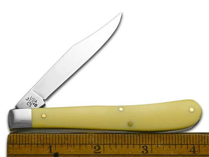 W.R. Case XX Knives Yellow Delrin Slimline Trapper Carbon Steel Pocket Knife 00031