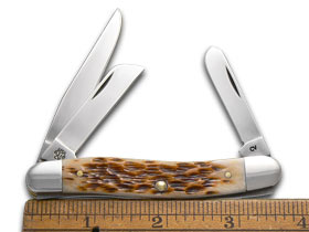 Case XX™ Knives Medium Stockman Jigged Amber Bone CS Steel Pocket Knife 00039