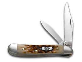 W.R. Case XX Knives Jigged Amber Bone Peanut Stainless Pocket Knife 00045