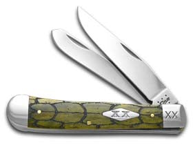 W.R. Case XX Knives Tortoise Shell Olive Bone Trapper 1/500 Stainless Pocket Knife 10240 TS
