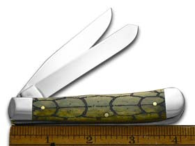 W.R. Case XX Knives Tortoise Shell Olive Bone Trapper 1/500 Stainless Pocket Knife 10240 TS
