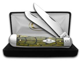 W.R. Case XX Knives Tortoise Shell Olive Bone Trapper 1/500 Stainless Pocket Knife 10240 TS