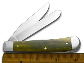 W.R. Case XX Knives Smooth Olive Green Bone Trapper 1/500 Stainless Pocket Knife 10240