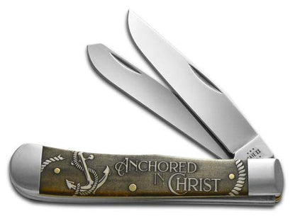 W.R. Case XX Knives Trapper Anchored in Christ 1067687 Natural Bone Stainless Pocket Knife