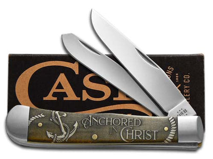 W.R. Case XX Knives Trapper Anchored in Christ 1067687 Natural Bone Stainless Pocket Knife