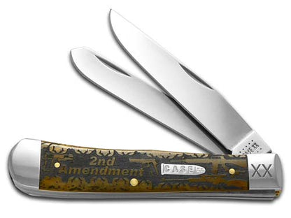 W.R. Case XX Knives 2nd Amendment Antique Bone Trapper 1/500 Stainless Pocket Knife CA10743 2A