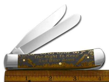 W.R. Case XX Knives 2nd Amendment Antique Bone Trapper 1/500 Stainless Pocket Knife CA10743 2A
