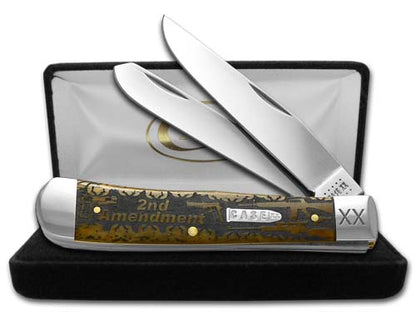 W.R. Case XX Knives 2nd Amendment Antique Bone Trapper 1/500 Stainless Pocket Knife CA10743 2A