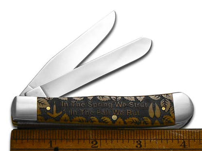 W.R. Case XX Knives Trapper Strut & Rut 1/500 Antique Bone Stainless Pocket Knife 10743S&R
