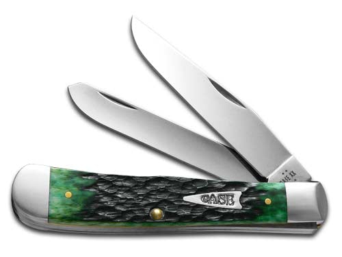 W.R. Case XX Knives Trapper Jigged Bermuda Green Bone 10858 Stainless Pocket Knife