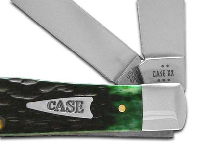 W.R. Case XX Knives Trapper Jigged Bermuda Green Bone 10858 Stainless Pocket Knife